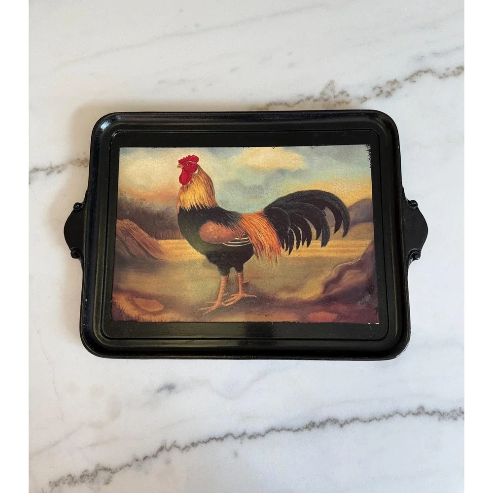 Vintage Italian Rooster Tray, Vietri‎ Wall Hanging